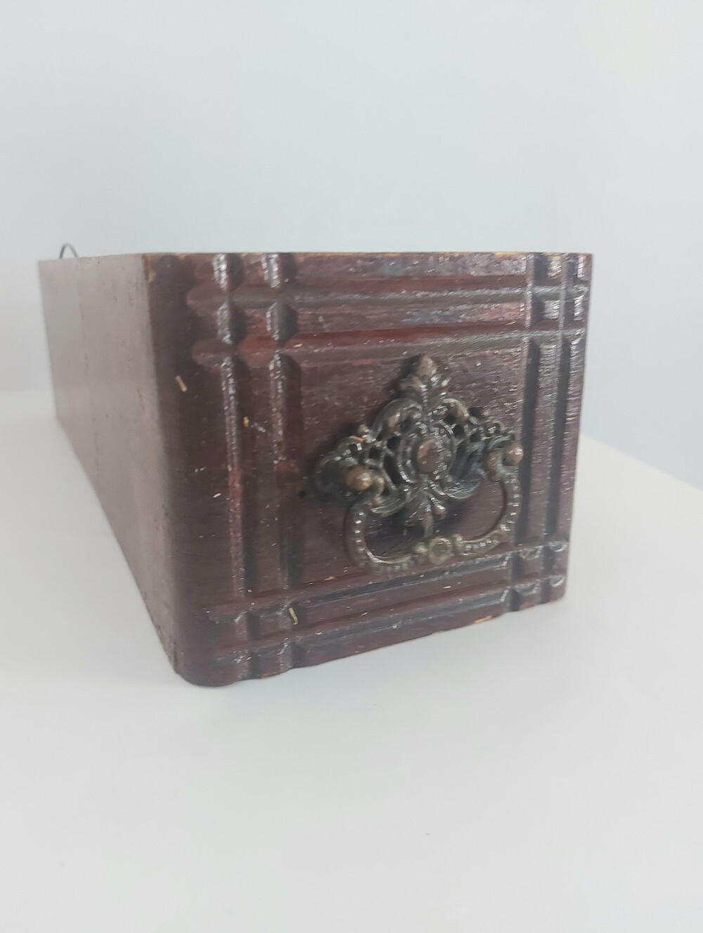 Vintage Wood Sewing Machine Drawer Fancy Handle